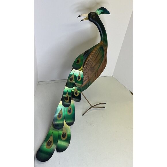1965 Vintage MASKETEERS, INC PEACOCK Wood Metal Mid Century Wall